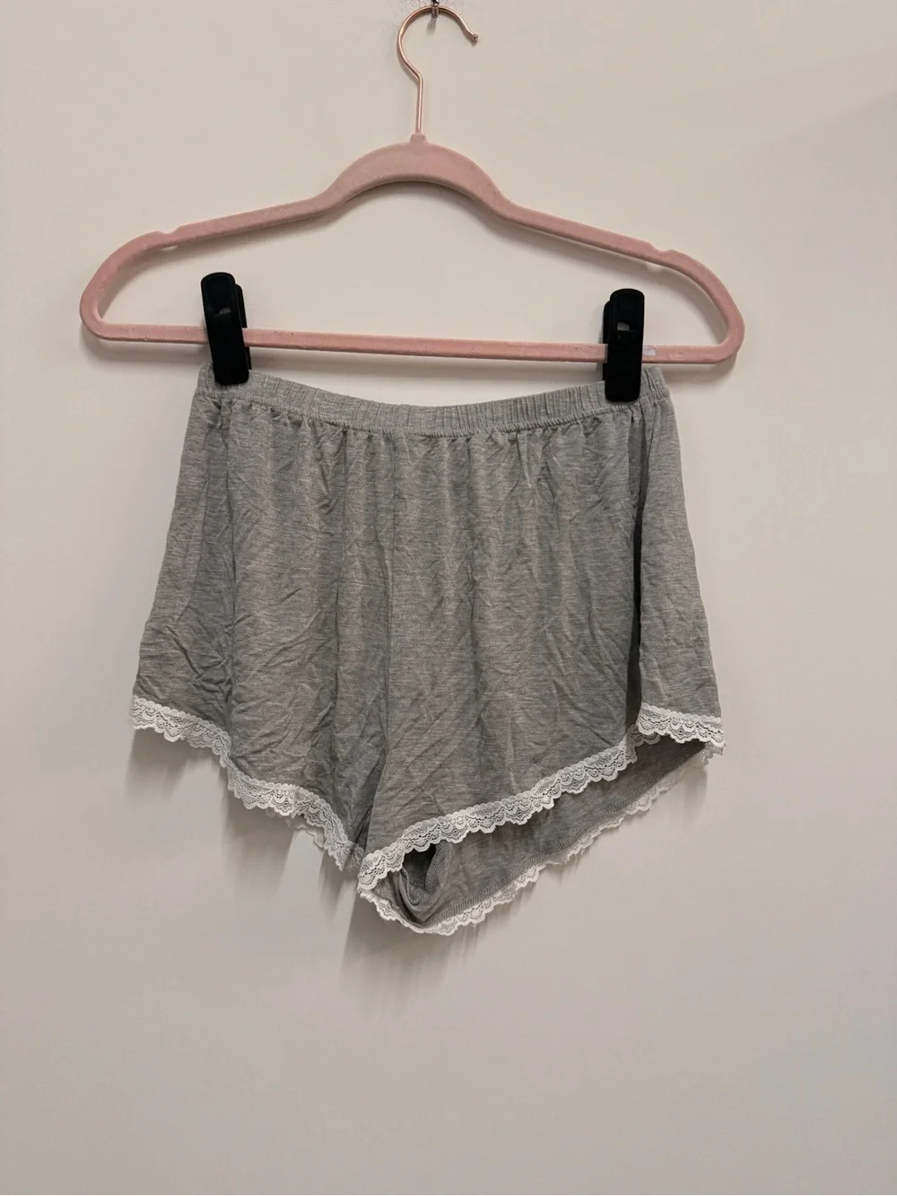 superdown Gray Lace-Trim Sleep Shorts